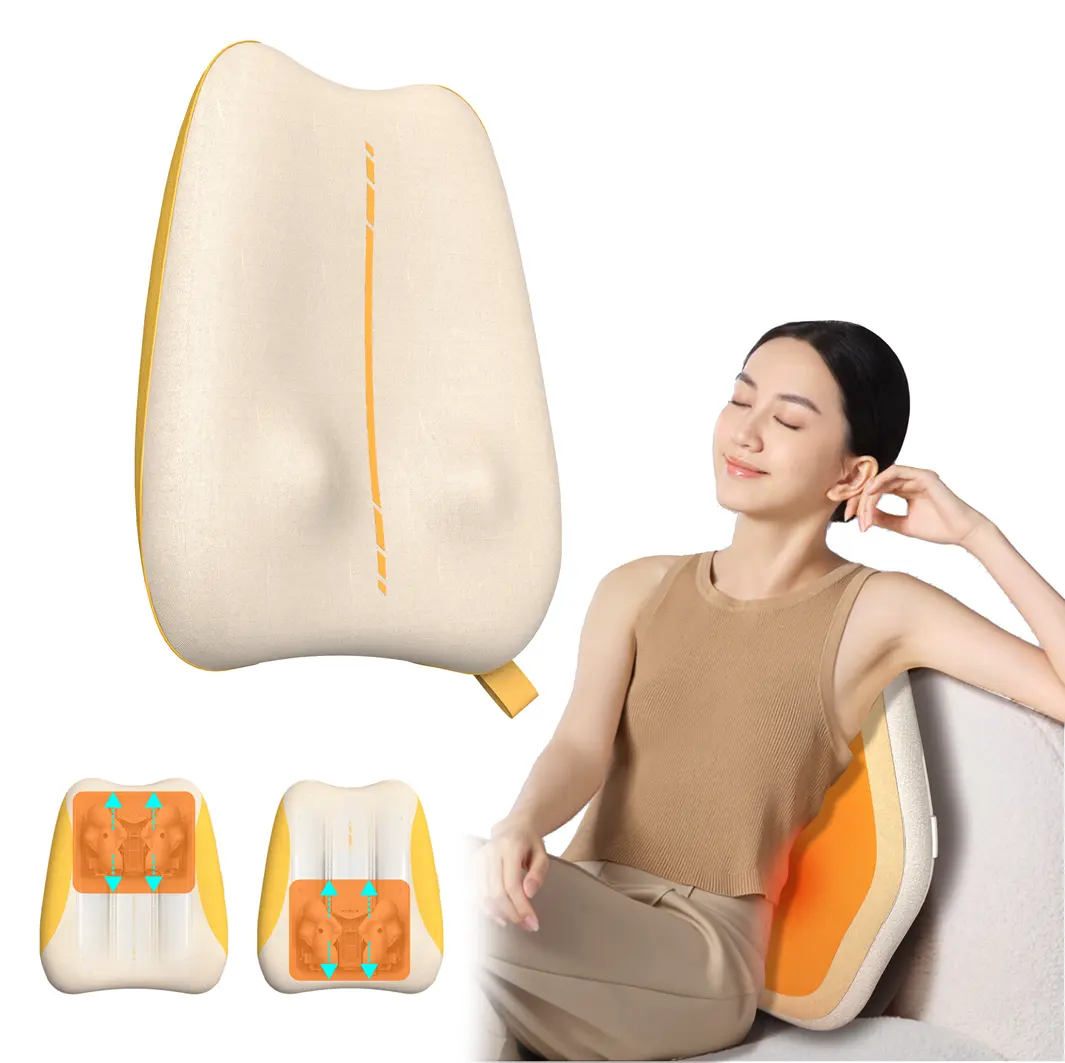 Healthpal 2024 nuevo asiento de oficina portátil alivio del dolor Shiatsu cuello y almohadas y cojín de espalda inferior máquina de masaje con calor