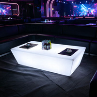 Table basse carrée lumineuse LED moderne et tabouret combiné pour salon, bar extérieur, banquette design, table de bar basse