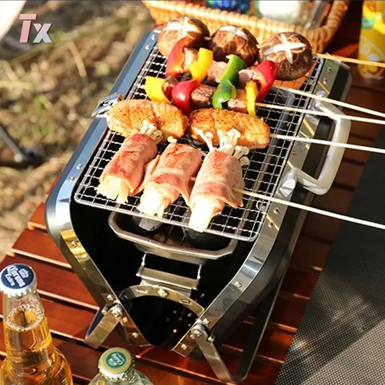 China Smokeless Foldable Commercial Camp Steel Folding Rotisserie Portable Outdoor Charcoal Barbecue Bbq Grills