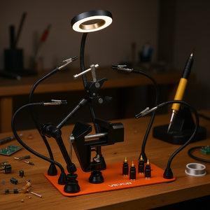 Station de soudage Vevor avec mors magnétiques, lampe loupe et 4 supports de circuits imprimés, 110V/240V, outil de soudage - Product Image 2