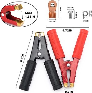 Pince crocodile à ressort en laiton avec poignée isolée rouge et noire et mâchoire dentée pour bornes de câbles de <span class=keywords><strong>batterie</strong></span> de <span class=keywords><strong>voiture</strong></span> - Product Image 6