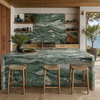 Grande dalle de marbre vert Victoria naturel poli pour plan de travail de cuisine, meuble-lavabo de salle de bain, revêtement mural, carrelage de sol