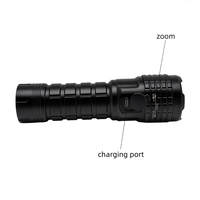 Linterna Táctica Recargable de 550 Lúmenes para Patrulla, Linterna con Láser Rojo, Linterna de Seguridad de Aluminio, Zoom, Luz Estroboscópica de Emergencia, Lámpara de Enfoque