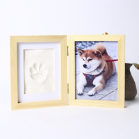 Bingkai Foto Hewan Peliharaan Persegi Panjang Kayu Solid Buatan Tangan dengan Cetakan Jejak Kaki Anjing Kucing - Desain Minimalis Modern Logo Kustom Hadiah Suvenir Populer