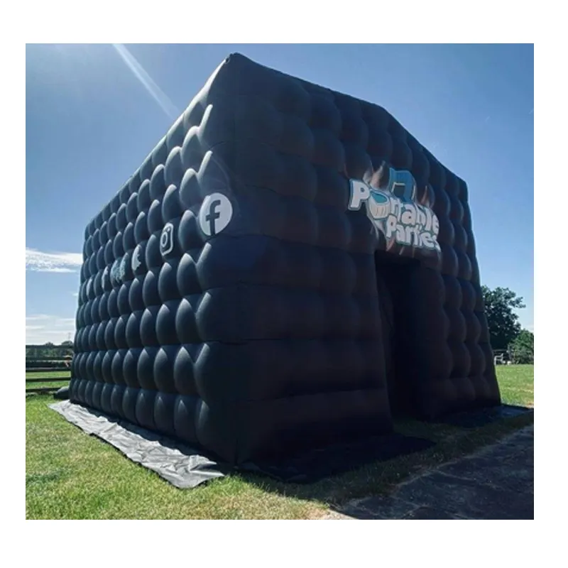 Portable Large Party Tent House Black LED Light Inflatable Cube Party Nightclub Tent inflatable night club