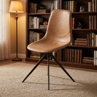Chaise de salle à manger industrielle simple en cuir PU, base métallique à quatre étoiles, sans accoudoirs, chaise d'appoint pour café, salon de thé, mobilier de salle à manger domestique