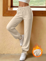 Pantalon de jogging pour femme doublé polaire, avec cordon de serrage, taille élastique, poches, chaud et décontracté pour l'hiver