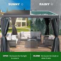 Collections de pergolas à persiennes d'extérieur Cadre en aluminium Toit en acier avec 2 poignées Crochet Contrôle Persienne Pergola Gazebo Pour Jardin Pelouse