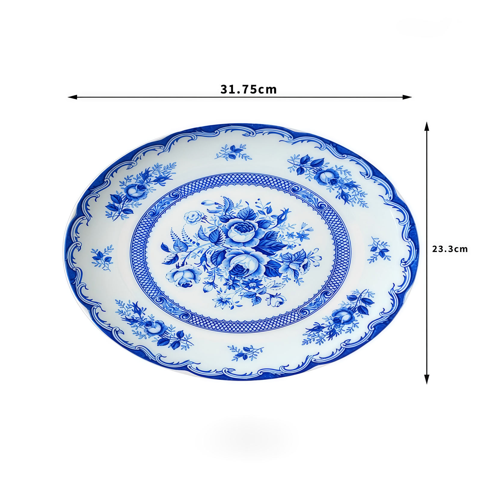 Assiette de poisson floral bleu