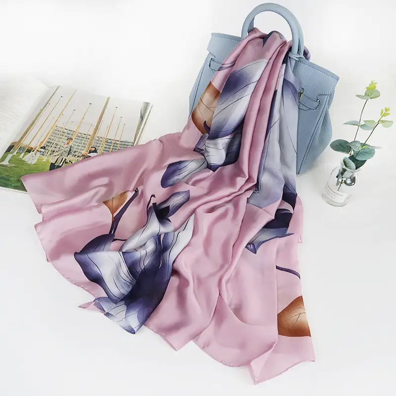Женская шаль из 100% шелка с цифровым принтом, квадратный шифоновый прозрачный шарф