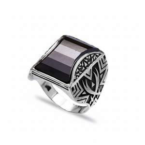 Onyx Triangle Cut Gemstone Authentic <b>Men</b> <b>Ring</b> Wholesale Turkish Handmade 925 Sterling Silver <b>for</b> <b>Men</b> - Product Image 2