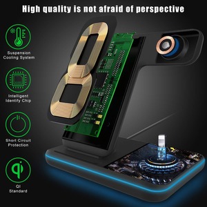 Cargador inalámbrico Qi para teléfono móvil, estación de carga <span class=keywords><strong>3</strong></span> en 1, portátil, para iPhone, auriculares Air Pod - Product Image 4