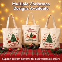 Tas Tote Kanvas Cetak Huruf Natal Custom BunnyTote MOQ100 Ramah Lingkungan Hadiah Festival Tas Belanja Kapasitas Besar 10L