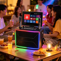 Enceinte karaoké intelligente HoXen TP-002 60W Android 12 avec écran tactile trempé de 14,1 pouces, 2+32 Go, double micro sans fil, Bluetooth 5.2, lumière LED RGB
