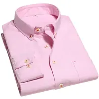 Camisas de algodón personalizadas para hombre, ropa formal de tela oxford, color sólido blanco, manga larga, barata, fábrica, 100%