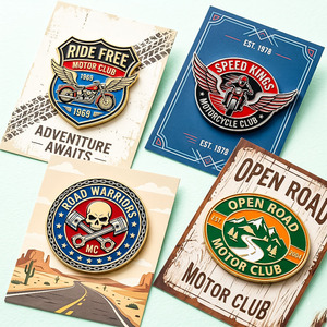 Badge personnalisé de club <span class=keywords><strong>d</strong></span>'équitation, souvenir pour motard, épingles en métal émaillé dur en alliage de zinc avec logo <span class=keywords><strong>d</strong></span>'équipe de <span class=keywords><strong>moto</strong></span> sur mesure - Product Image 1