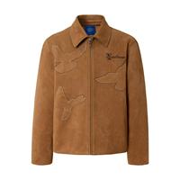 Veste réversible coupe-vent et imperméable en cuir avec col patché motif colombe de la paix, logo frontal et doublure Sherpa – Collection Hiver