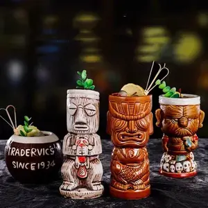 Individuelle handgemachte Maya-Tiki-Keramikbecher Sublimationsmumien Tiki-Becher