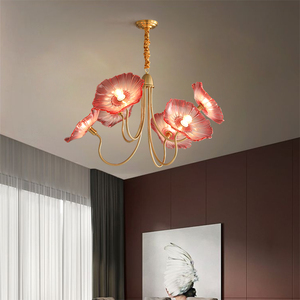 Candelabro de cristal moderno en forma de flores para dormitorios y comedores Lámpara de techo Minimalista Wabi-Sabi Designer Light - Product Image 5