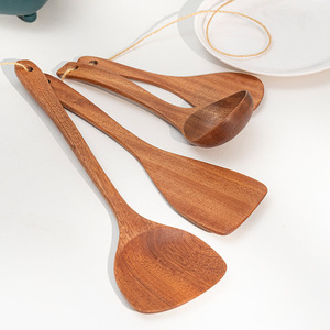 ชุดตะหลิวไม้ He Liuliu 5 ชิ้น ช้อนและตะหลิวทำอาหารรักษ์โลก อุปกรณ์ครัว - Product Image 1