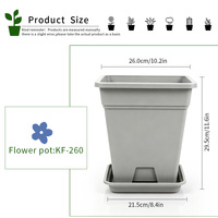 Pot Bunga Plastik Persegi dengan Lubang Drainase, Desain Minimalis Tahan Lama, Kapasitas 14.13L, untuk Penggunaan Luar/Dalam Ruangan, Lantai Rumah