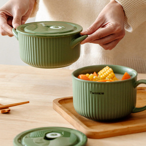 Cuenco Ramen de cerámica, cuenco de porcelana para fideos y sopa con mango y tapa, venta al por mayor - Product Image 2
