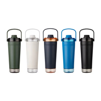 Botol Shaker Protein Stainless Steel 600ML untuk Fitness Gym, Botol Air Olahraga dengan Logo Custom, Cangkir Pencampur Bubuk, Mug Kopi, Tumbler