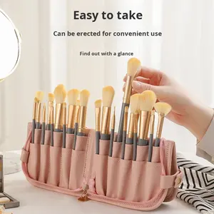 <span class=keywords><strong>Estuche</strong></span> <span class=keywords><strong>para</strong></span> <span class=keywords><strong>Brochas</strong></span> de <span class=keywords><strong>Maquillaje</strong></span> de PU con Soporte - Organizador de Viaje Plegable Abierto de Moda, Porta <span class=keywords><strong>Brochas</strong></span> Impermeable y Ecológico - Product Image 4