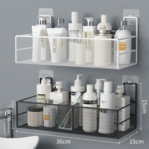 Venta caliente autoadhesivo montaje en pared ducha Caddy estante de almacenamiento estantes de baño de Metal no requiere perforación esquina ducha Caddy - Product Image 5