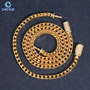 Precio al por mayor Cadena de eslabones cubanos clásica de moissanita de plata de ley 925 chapada en oro de 18K de 4mm, Collar de moda, Joyería para fiesta, Regalo - Product Image 4