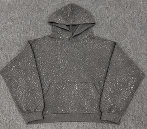 Sweat à capuche homme oversize en molleton 100 % polyester de haute qualité 2026, avec strass VVS, idéal pour l'hiver - Modèle 555 - Product Image 3
