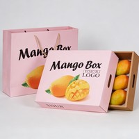 Boîtes à fruits en mangue écologiques personnalisées, boîte imprimée à l'encre de soja pour l'expédition de fruits frais, boîte d'emballage solide vide et ensemble de sacs cadeaux