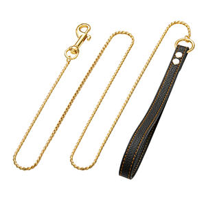 2022 yeni varış el yapımı köpek tasma ile katı altın yılan zinciri paslanmaz çelik ve deri Jeweled perçinler ile dekore - Product Image 1