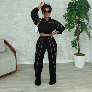 PASUXI Abbigliamento Invernale da <span class=keywords><strong>Donna</strong></span>, Giacca a Maniche Lunghe con Blocchi di Colore Personalizzati, Tuta Sportiva alla Moda in <span class=keywords><strong>Due</strong></span> <span class=keywords><strong>Pezzi</strong></span>, <span class=keywords><strong>Set</strong></span> di Abbigliamento Femminile - Product Image 3