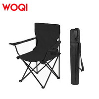 Fauteuil de camping pliable et portable WOQI, personnalisable en gros, avec grand coussin souple, chaise de plage en fer et tissu Oxford pour le parc