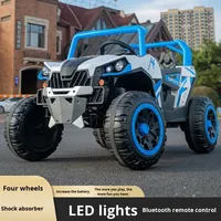 Poussette tout-terrain à quatre roues électrique en plastique pour enfants avec siège double télécommande pour adultes et enfants Lumières LED éblouissantes.