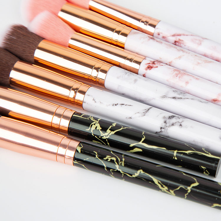 Kit De 10 Pinceaux De Maquillage Professionnels - Set Complet Pour Visage Et Yeux - Neuf Sous étui