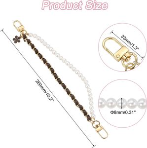 Uxcell Pearl <b>Purse</b> Double Chain Metal <b>Purse</b> Extender Chain PU Leather Handle Replace Chain <b>Purse</b> Handles Chain Wrist For Handbag - Product Image 2