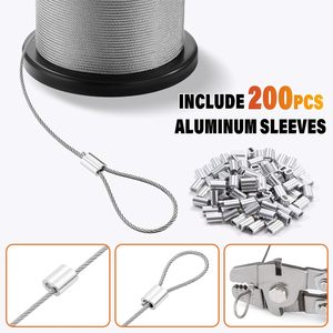 Celynd - Cable de Acero Inoxidable de 500 Pies y 1/16 Pulgadas para Aeronaves con 200 Terminales de Crimpado para Colgar - Product Image 5