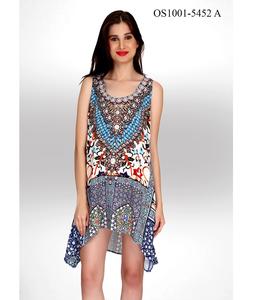 Vestidos casuales elegantes y de moda para mujer en 100% algodón escote asimétrico estilo dulce para un uso diario y de fiesta cómodo - Product Image 6