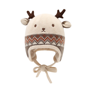 Chapeau en tricot <span class=keywords><strong>de</strong></span> cerf mignon <span class=keywords><strong>pour</strong></span> garçons et filles d'hiver coupe-vent <span class=keywords><strong>pour</strong></span> la protection des oreilles des enfants et des bébés, tissu chaud et confortable - Product Image 1