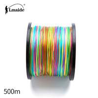 Fil de pêche tressé en PE coloré à 8 brins, 500M, multicolore, haute résistance à la traction, résistant à l'usure, flottant, pour eau salée