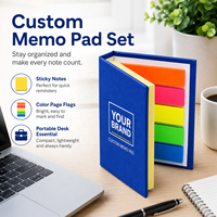 Bloc-notes autocollants en papier couché personnalisé, mini-carnet à couverture rigide, 5 marque-pages colorés, pour le bureau, l'école, la promotion de marque