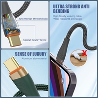 Cable de Carga LDNIO LS691 de 1m 2m 3 pies 6 pies Tipo C Micro IOS 30w, Cable de Datos TPE Suave Compatible con Carga Rápida PD30W