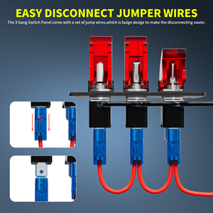 Interrupteur à bascule <span class=keywords><strong>3</strong></span> en 1 20A 12VDC avec LED rouge éclairée ON-OFF, <span class=keywords><strong>3</strong></span> gangues, panneau de course automobile avec couvercle de sécurité pour avion - Product Image 5