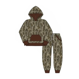 Tenues d'automne pour enfants, ensemble pantalon de jogging à manches longues et poches imprimé camouflage pour bébés garçons - Product Image 4