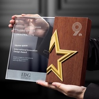 Trophée étoile à cinq branches en bois massif personnalisé, imprimé UV, durable, médaille créative, plaques de récompenses pour réunions annuelles