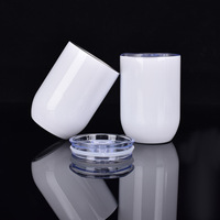 Gobelet à vin droit blanc de 12 oz en acier inoxydable pour sublimation, avec couvercle, en stock entrepôt USA