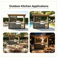 Îlot de cuisine extérieur autoportant en acier inoxydable 304 de qualité supérieure avec barbecue, évier, téléviseur extérieur et réfrigérateur pour jardin
