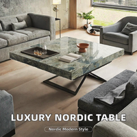Table basse de salon convertible en bois doré, style nordique moderne et luxueux